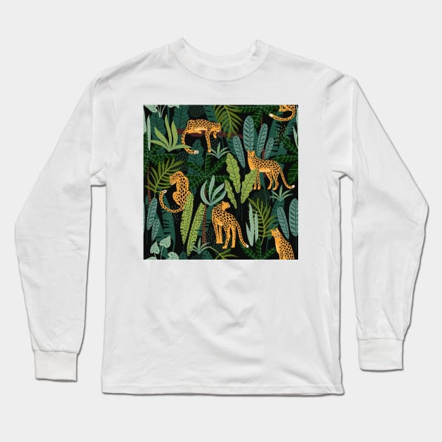 Jungle Cats Long Sleeve T-Shirt by Minxylynx4